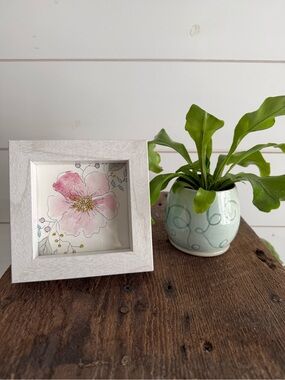 Hand crafted watercolor original in 4x4 frame